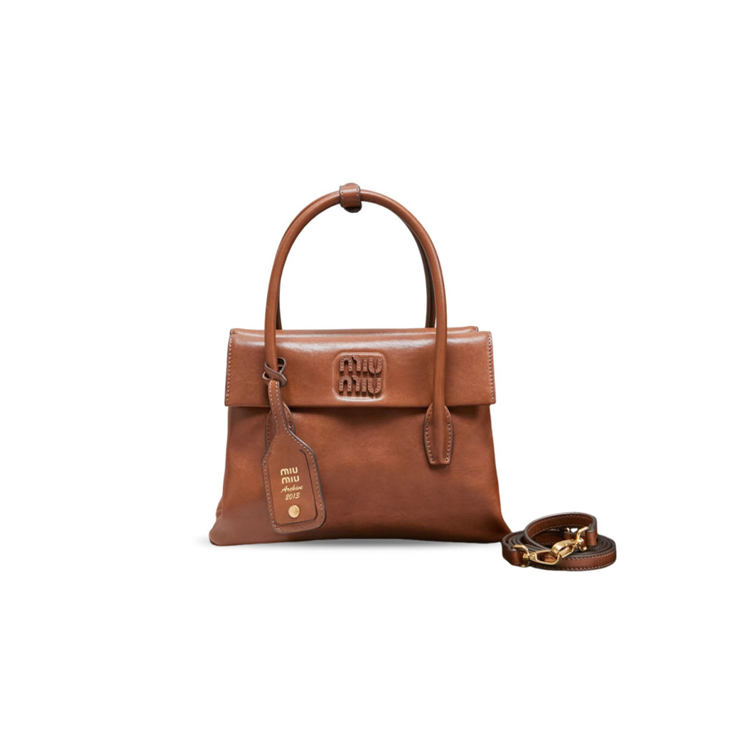 MIU MIU SOLITAIRE SHINY LEATHER BAG 5BA303 (23*20*6cm)